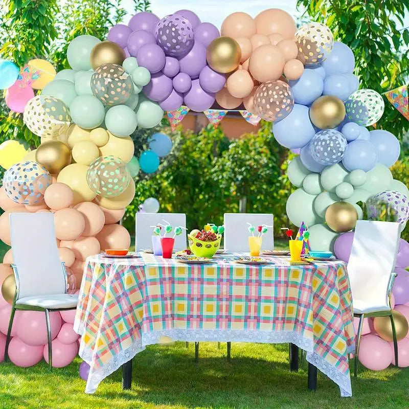 1 Pack (10 Multicolor Rainbow Macaron Latex Balloons) with one Confetti Balloon