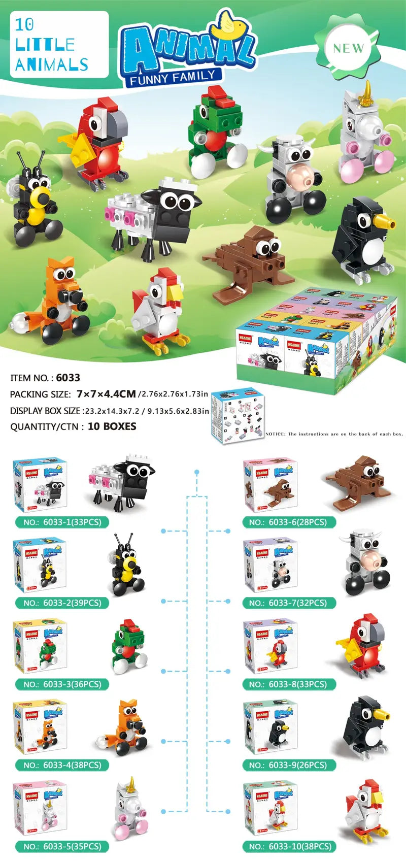 1pc of endless fun with Animal or Insect Building Blocks