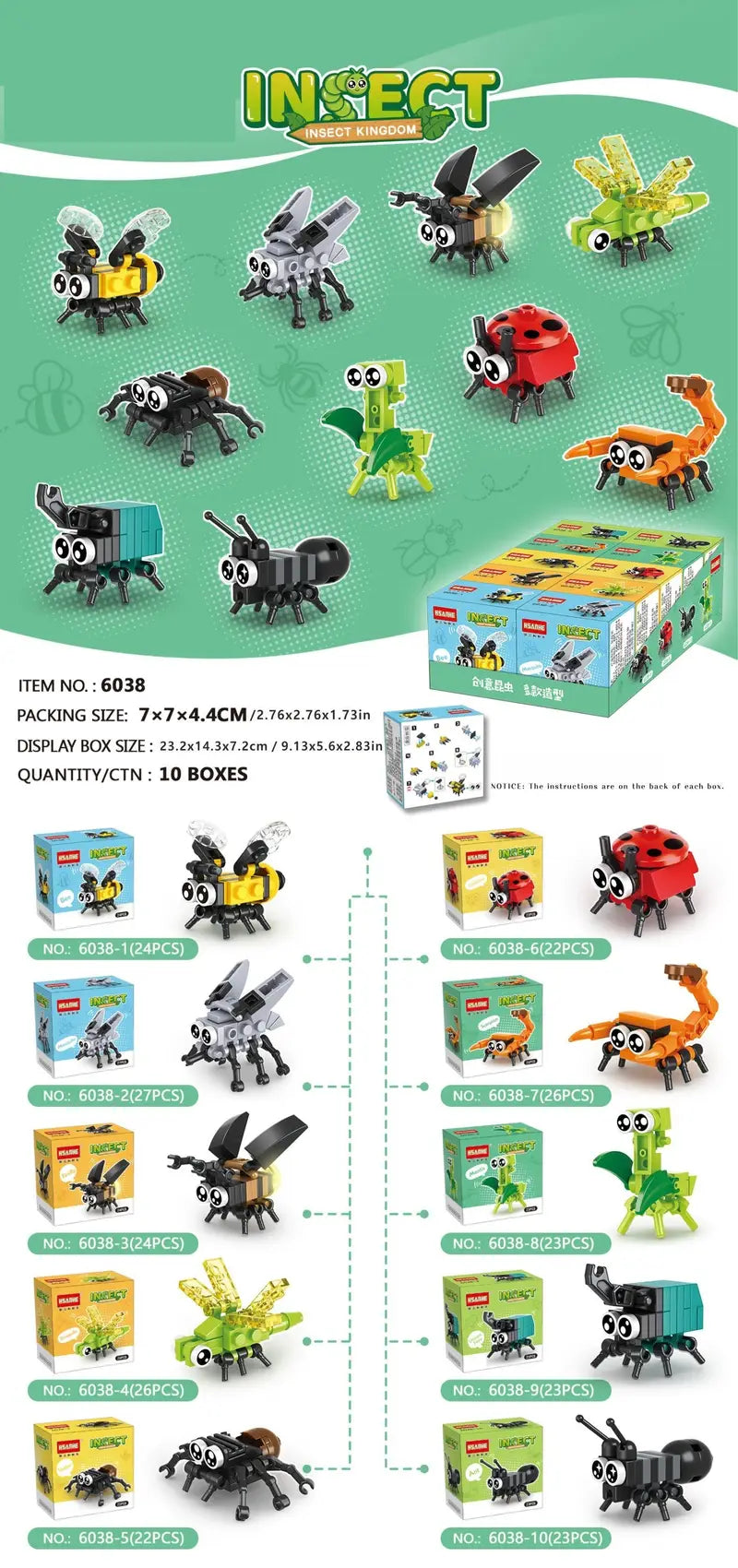 1pc of endless fun with Animal or Insect Building Blocks