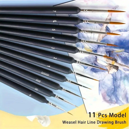 11pcs Professional Fine Line Drawing Brush Set