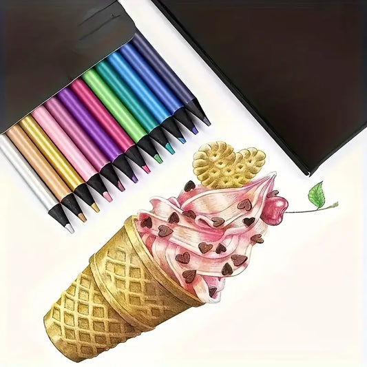 12pcs Metallic Colored Pencil Set